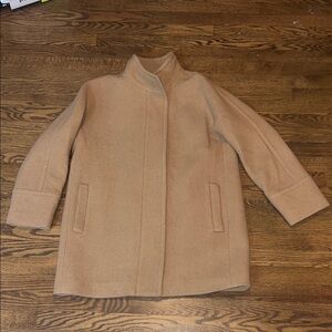 J Crew Acorn Wool Blend Full Zip Mock Neck Long City Coat Overcoat Womens 16
